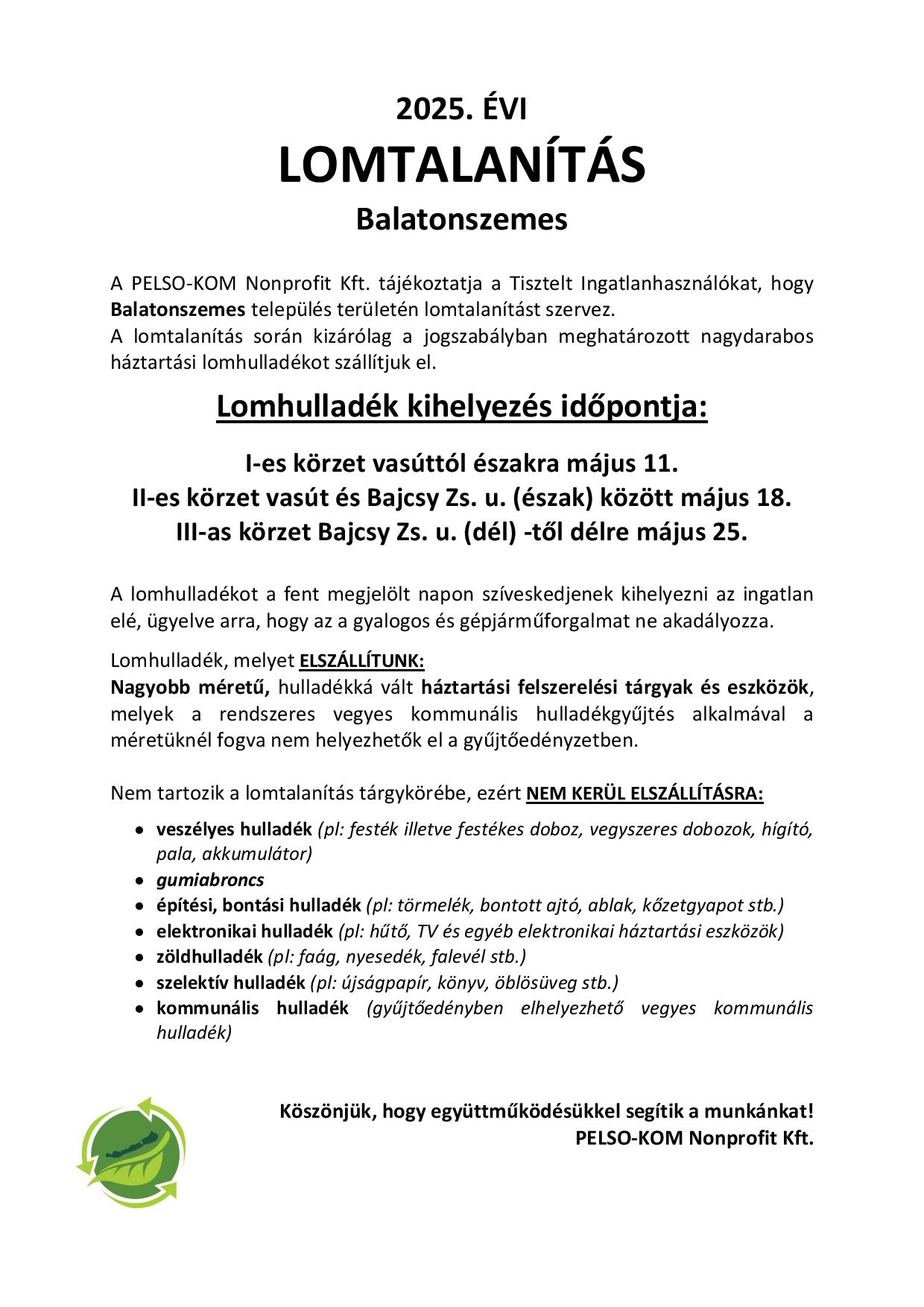 Plakat 2025 lomtalanitas Balatonszemes page 001 Lomtalanítás