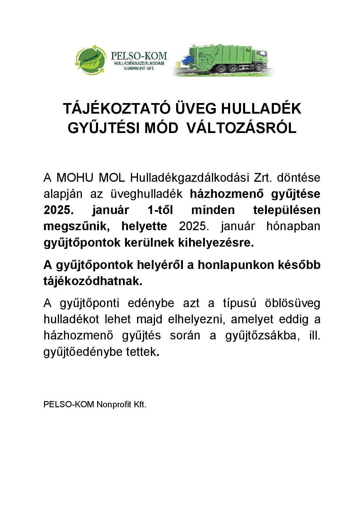 Tajekoztato uveg gyujtesi mod valtozasrol 20250101 page 001 Tájékoztató üveg gyűjtési mód változásról - 2025